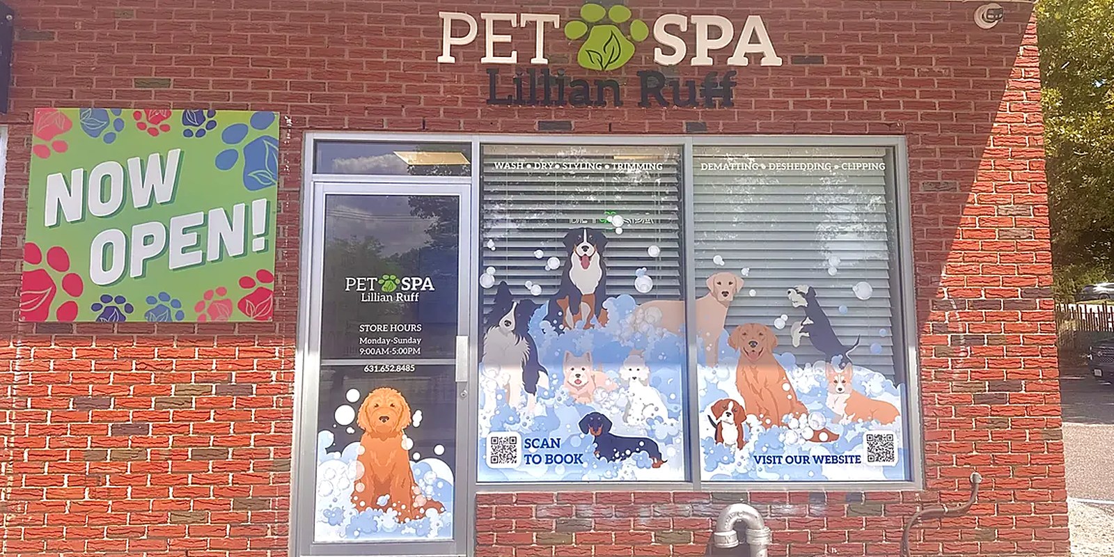 The Lillian Ruff Pet Spa storefront at 835 Portion Road in Ronkonkoma, New York